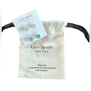 NWT - That Sparkle Crystal Round Gold Plated Earrings - 2 Pairs.